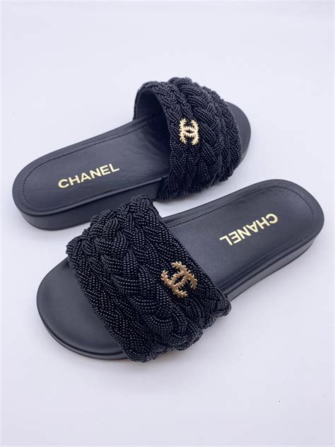 chanel woven slides|chanel slides for women.